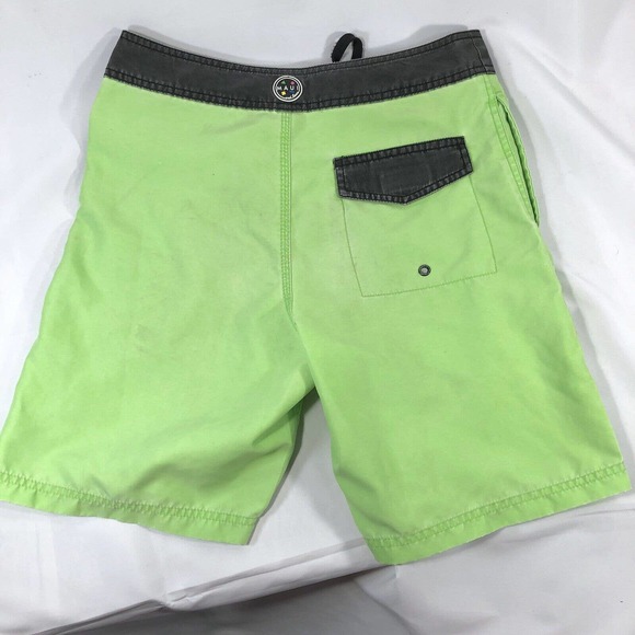 Men's MAUI & SONS Board Shorts Size 28 Swim Trunks Drawstring Tie Green Swimming - Picture 8 of 12